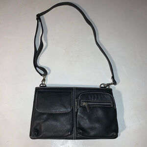 Women's Black Genuine Leather Crossbody Bag One Size